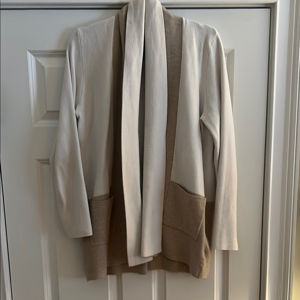 Two-Tone Open Front Cardigan